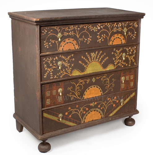 Ball Foot Chest of Drawers, William and Mary, Original Feet Eastern Massachusetts
Circa 1710, entire view